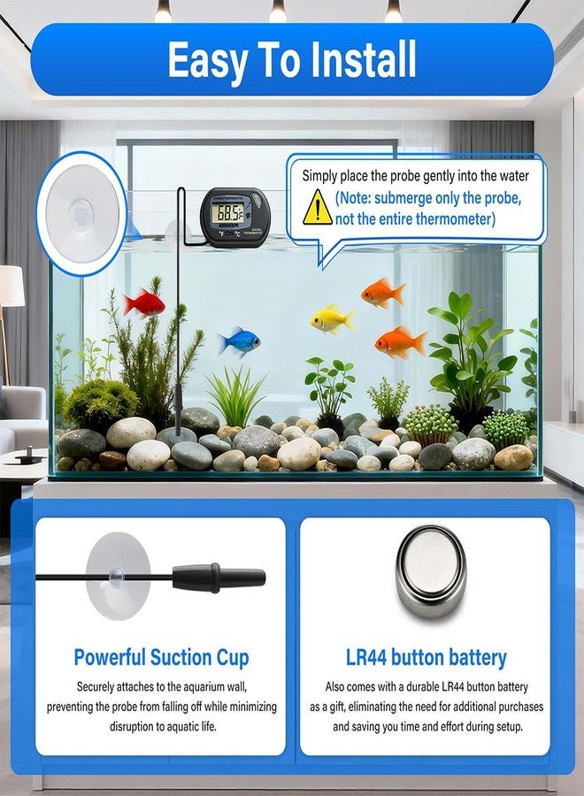 Novique Digital Aquarium Thermometer Fish Tank Thermometer Test with Large LCD Display Fahrenheit/Celsius(℉/℃) for Aquarium Reptile Terrarium Turtle Tank - Image 5